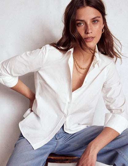 Koriora | Chemise Boutonnée Coton Blanc Femme — Coupe Ajustée & Élégance Intemporelle