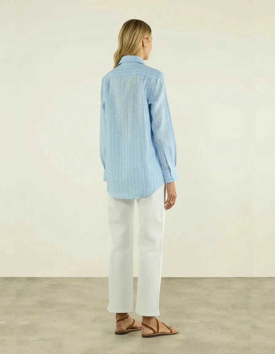 Koriora | Blouse Lin Rayée Femme — Mélange Lin Viscose & Style Estival Chic