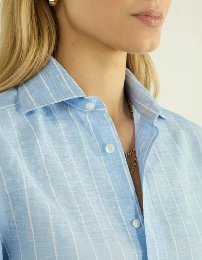 Koriora | Blouse Lin Rayée Femme — Mélange Lin Viscose & Style Estival Chic
