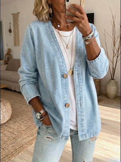Koriora | Women's Denim Cardigan — Relaxed Fit and Casual Chic Button Fastening
