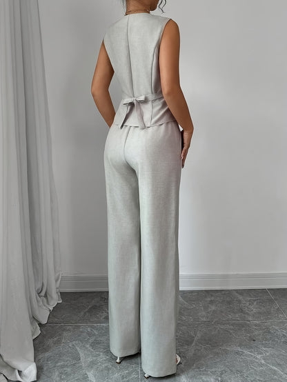 Élise Women's Tailored Waistcoat & Wide-Leg Trouser Set