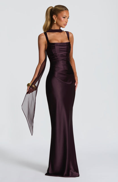 Koriora | Robe longue satinée Yolanthe