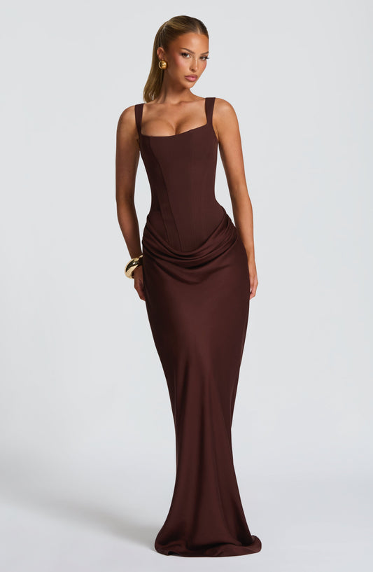Koriora | Robe longue moulante satinée Indy
