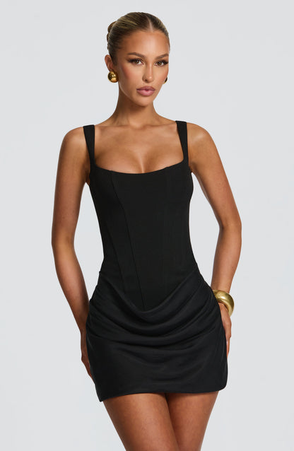 Koriora | Robe Mini Bodycon Indy — Col Carré & Coupe Sculptante