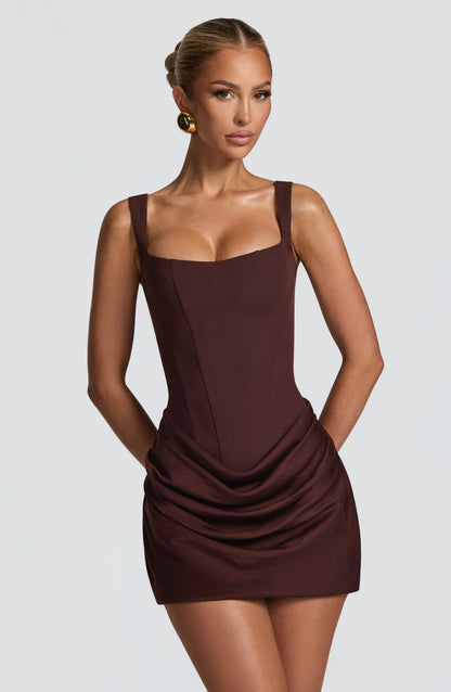 Koriora | Robe Mini Bodycon Indy — Col Carré & Coupe Sculptante