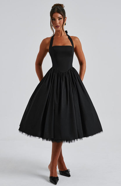 Koriora | Robe Midi Blanche Élégante à Bretelles Jacky