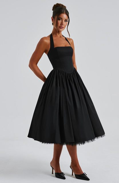Koriora | Robe Midi Blanche Élégante à Bretelles Jacky