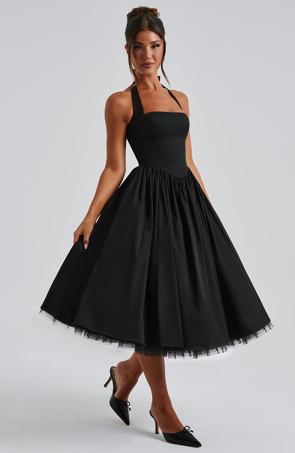 Koriora | Robe Midi Blanche Élégante à Bretelles Jacky