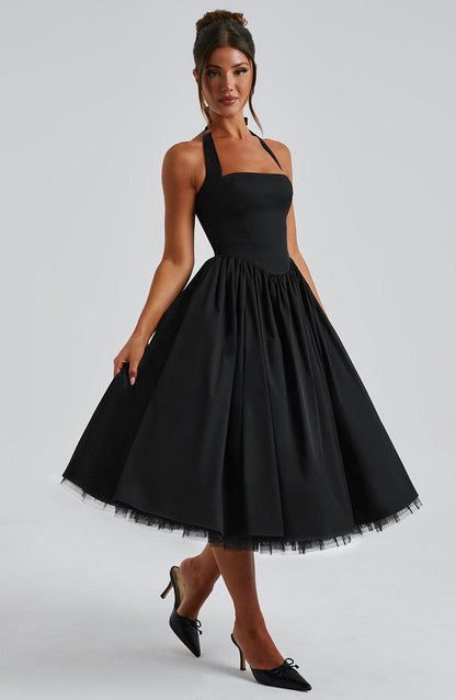 Koriora | Robe Midi Blanche Élégante à Bretelles Jacky