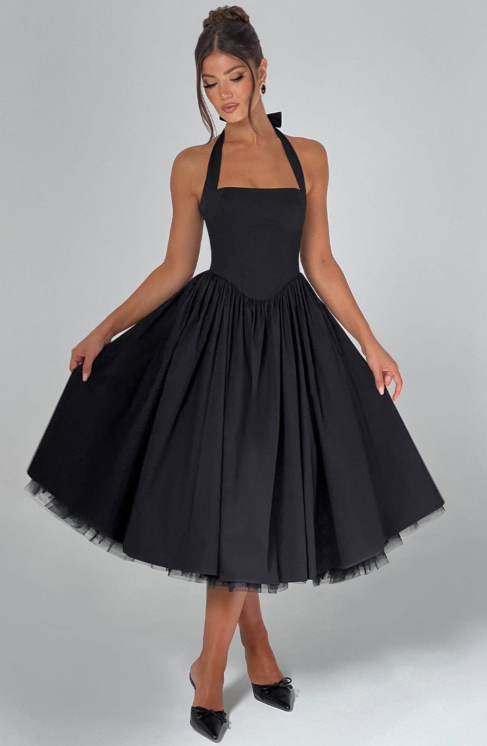 Koriora | Robe Midi Blanche Élégante à Bretelles Jacky