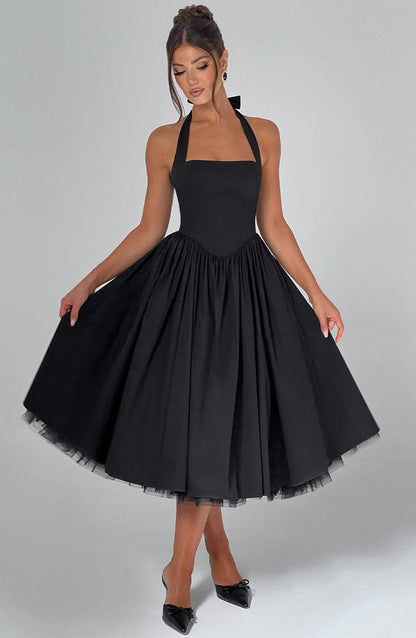 Koriora | Robe Midi Blanche Élégante à Bretelles Jacky