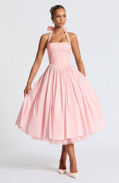 Koriora | Robe Midi Blanche Élégante à Bretelles Jacky