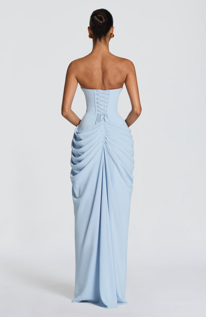 Koriora | Robe Maxi Bustier Lois — Corset Sculpté & Fente Haute Chiffon