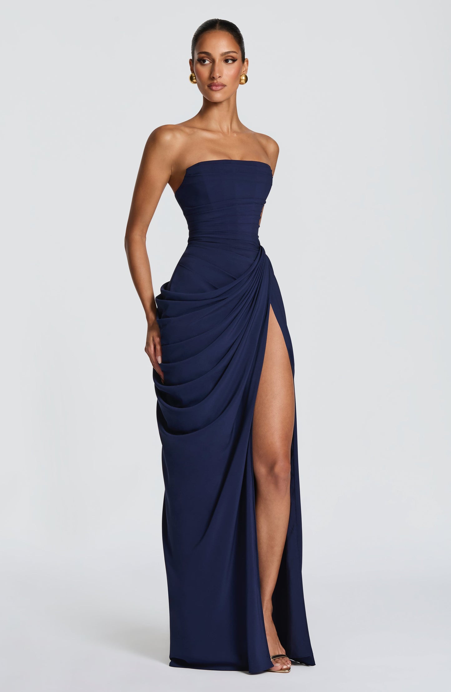 Koriora | Robe Maxi Bustier Lois — Corset Sculpté & Fente Haute Chiffon