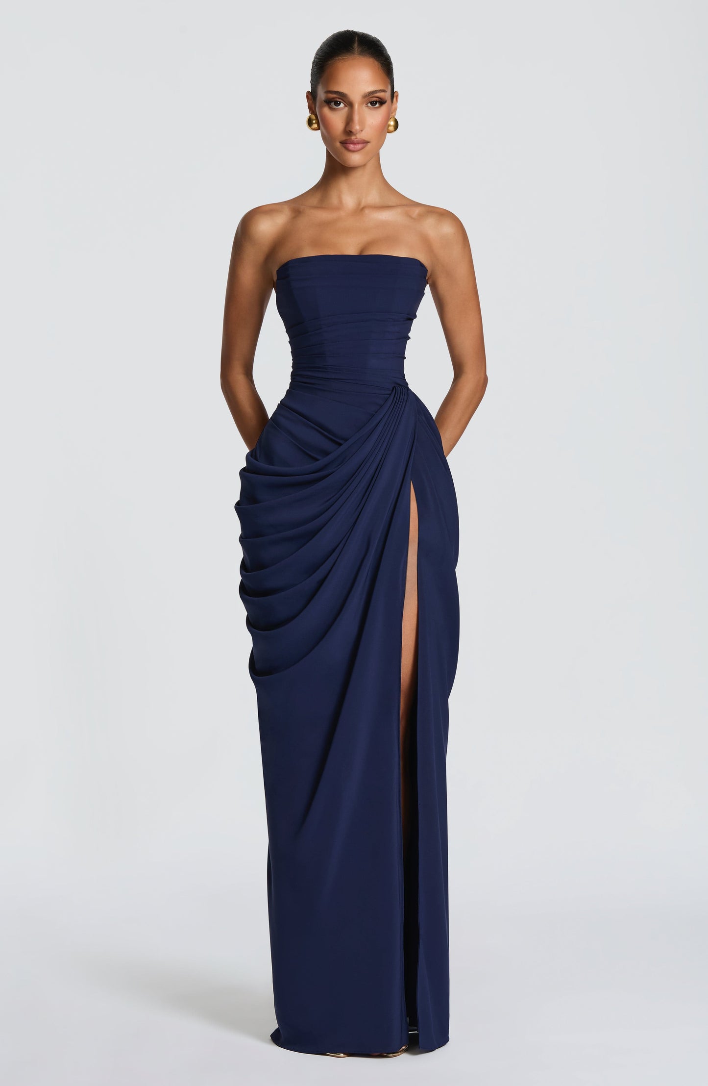 Koriora | Robe Maxi Bustier Lois — Corset Sculpté & Fente Haute Chiffon