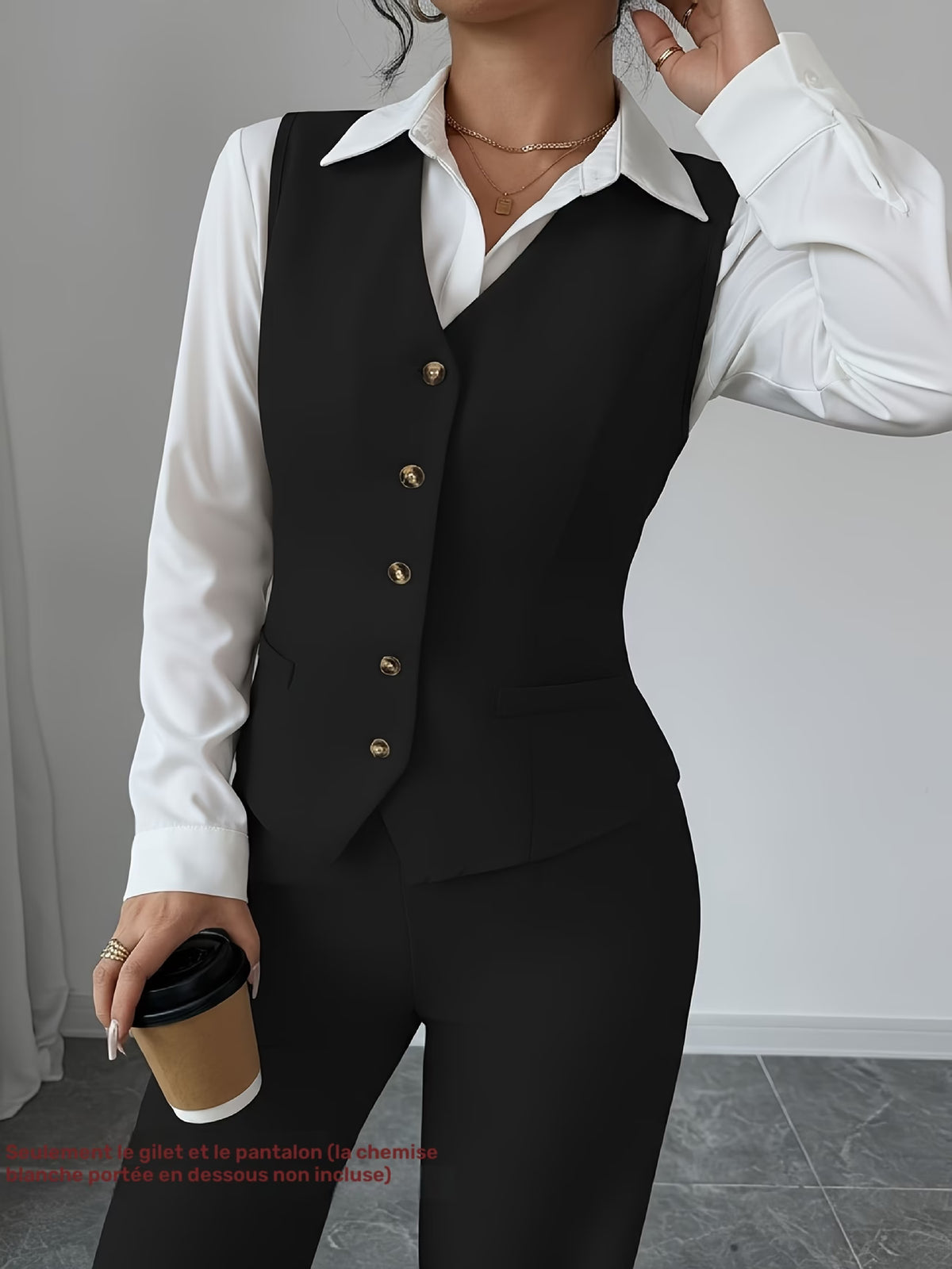 Élise Women's Tailored Waistcoat & Wide-Leg Trouser Set