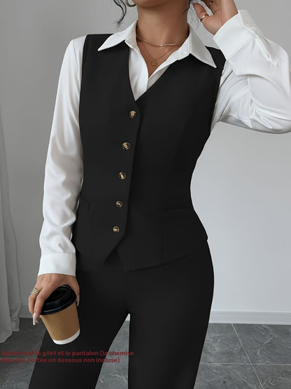 Élise Women's Tailored Waistcoat & Wide-Leg Trouser Set