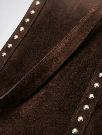 Sac Cabas Femme Marron Effet Daim Grand Format Style Vintage