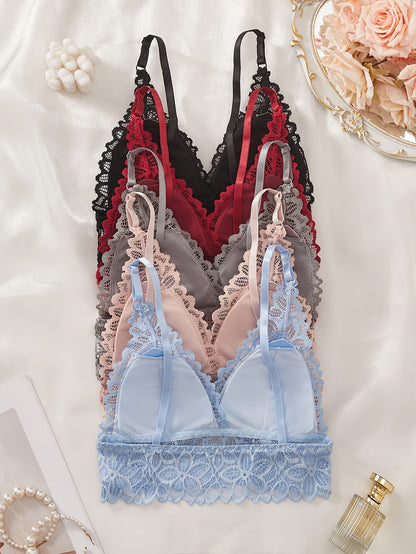 Koriora | Lot de 5 Bralettes Dentelle Femme — Sans Armatures & Coussinets Amovibles
