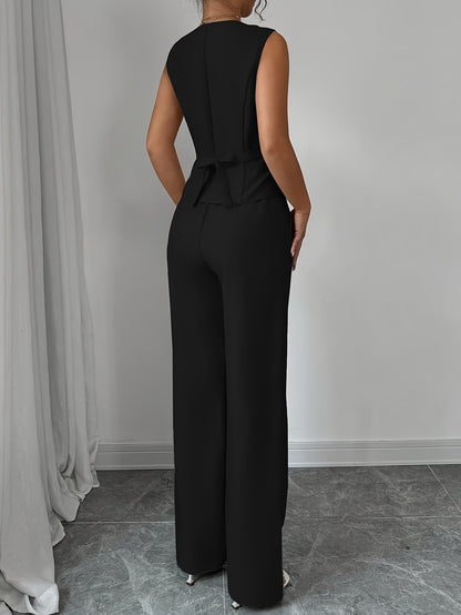 Élise Women's Tailored Waistcoat & Wide-Leg Trouser Set