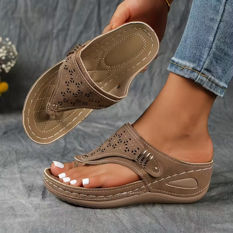 Sandales Compensées Femme Confort à Enfiler avec Semelle Souple