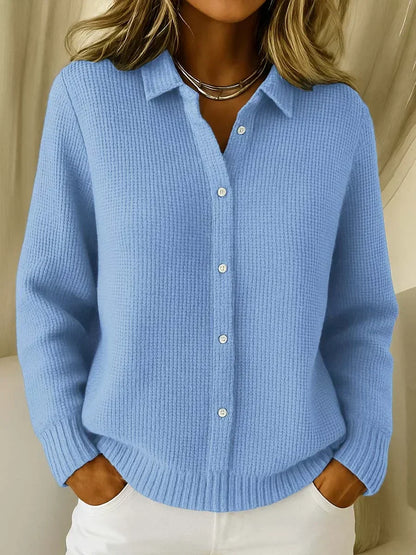 Koriora | Women's Classic-Collar Button-Through Cardigan — Loose Fit and Timeless Versatility