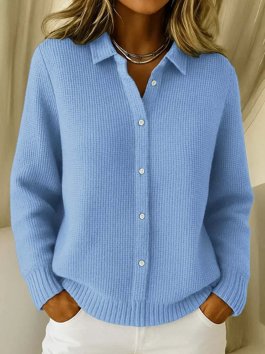 Koriora | Women's Classic-Collar Button-Through Cardigan — Loose Fit and Timeless Versatility
