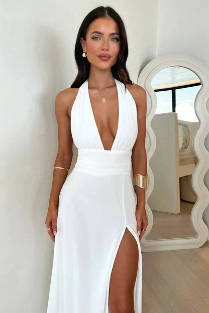 Koriora | Robe Maxi Fendue Auréla — Fluidité Élégante & Allure Minimaliste