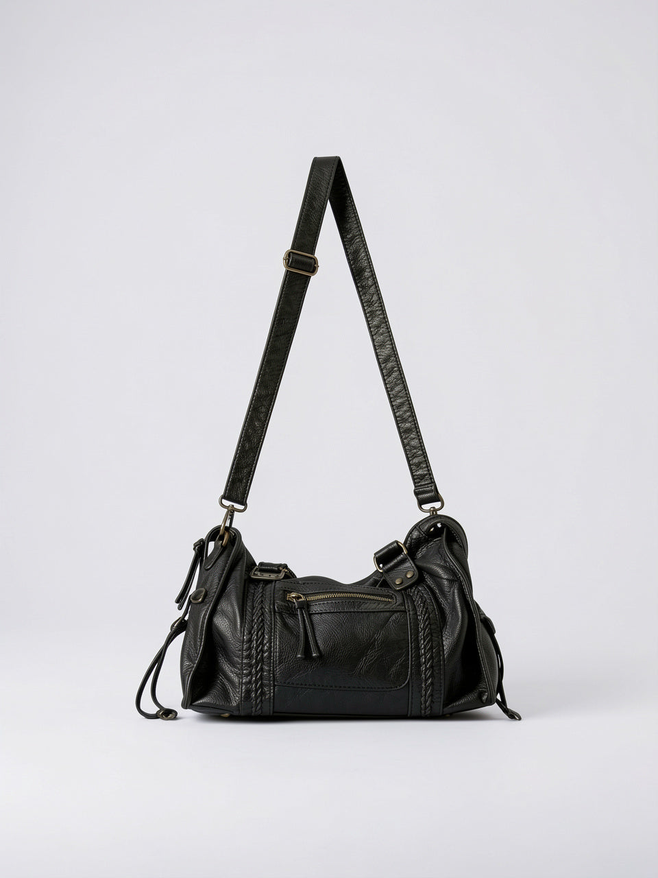 Sac Bandoulière Femme Grand Format   Cuir Marron Style Vintage