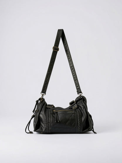 Sac Bandoulière Femme Grand Format   Cuir Marron Style Vintage