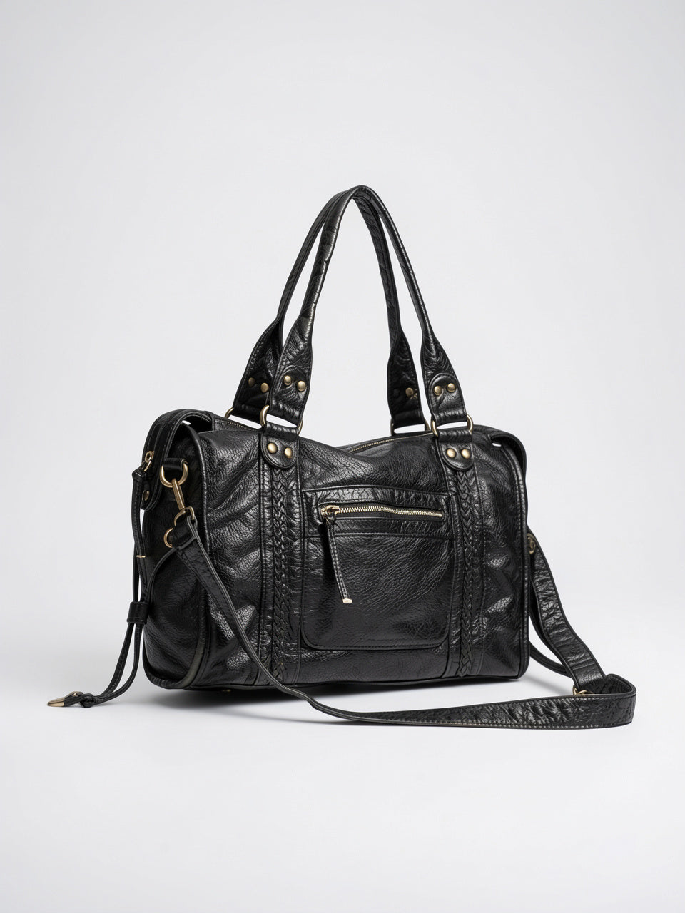 Sac Bandoulière Femme Grand Format   Cuir Marron Style Vintage