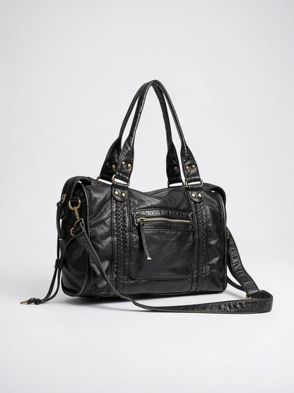 Sac Bandoulière Femme Grand Format   Cuir Marron Style Vintage