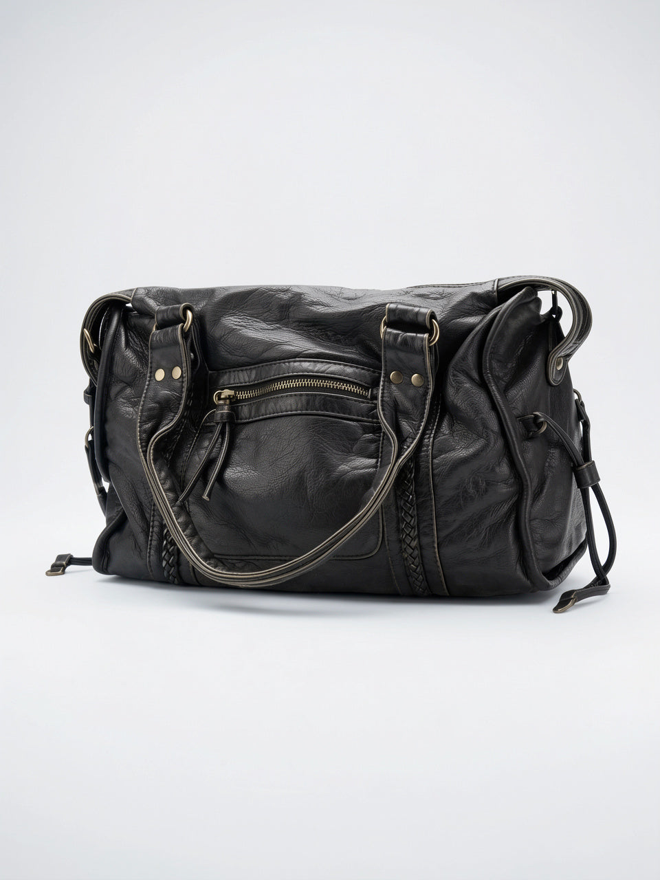 Sac Bandoulière Femme Grand Format   Cuir Marron Style Vintage