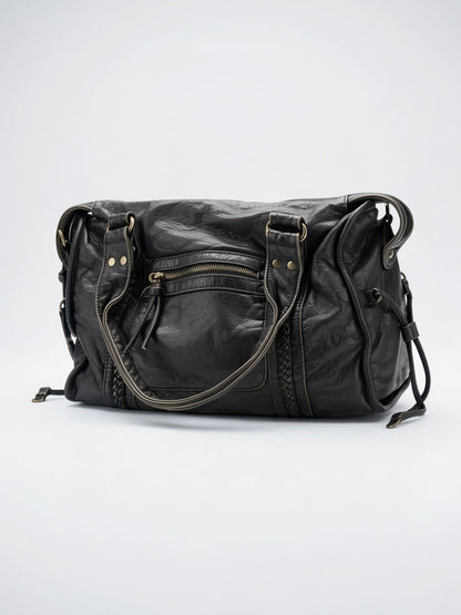 Sac Bandoulière Femme Grand Format   Cuir Marron Style Vintage