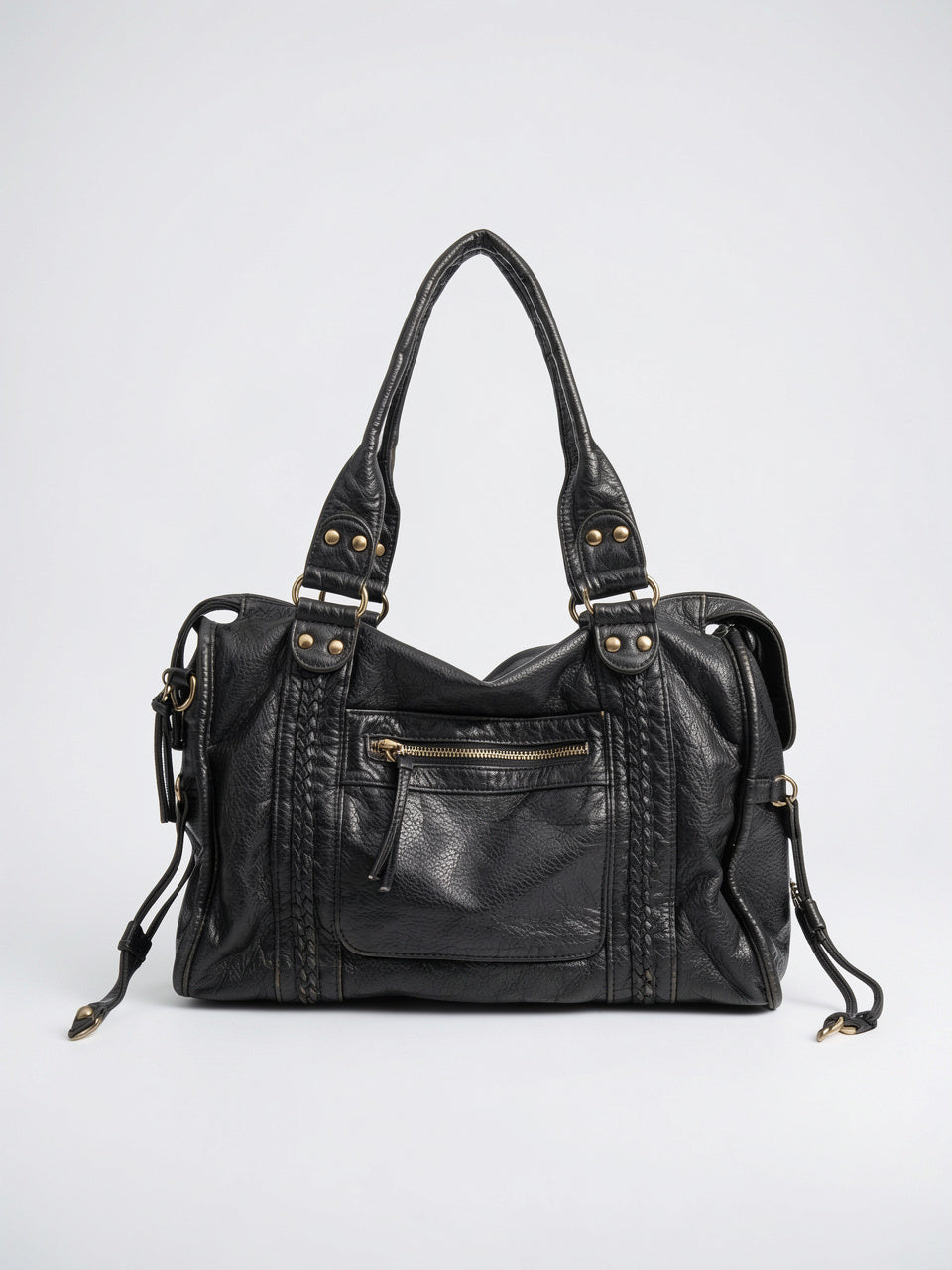 Sac Bandoulière Femme Grand Format   Cuir Marron Style Vintage