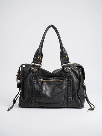 Sac Bandoulière Femme Grand Format   Cuir Marron Style Vintage