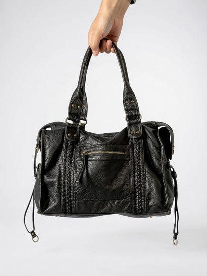 Sac Bandoulière Femme Grand Format   Cuir Marron Style Vintage
