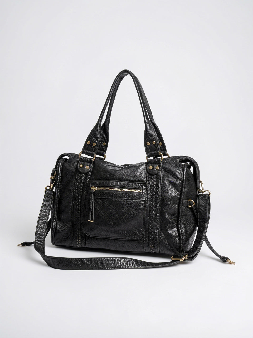 Sac Bandoulière Femme Grand Format   Cuir Marron Style Vintage