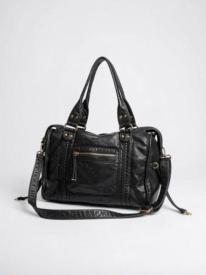Sac Bandoulière Femme Grand Format   Cuir Marron Style Vintage