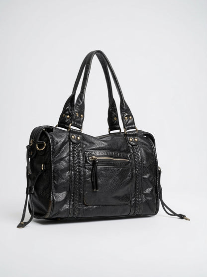 Sac Bandoulière Femme Grand Format   Cuir Marron Style Vintage