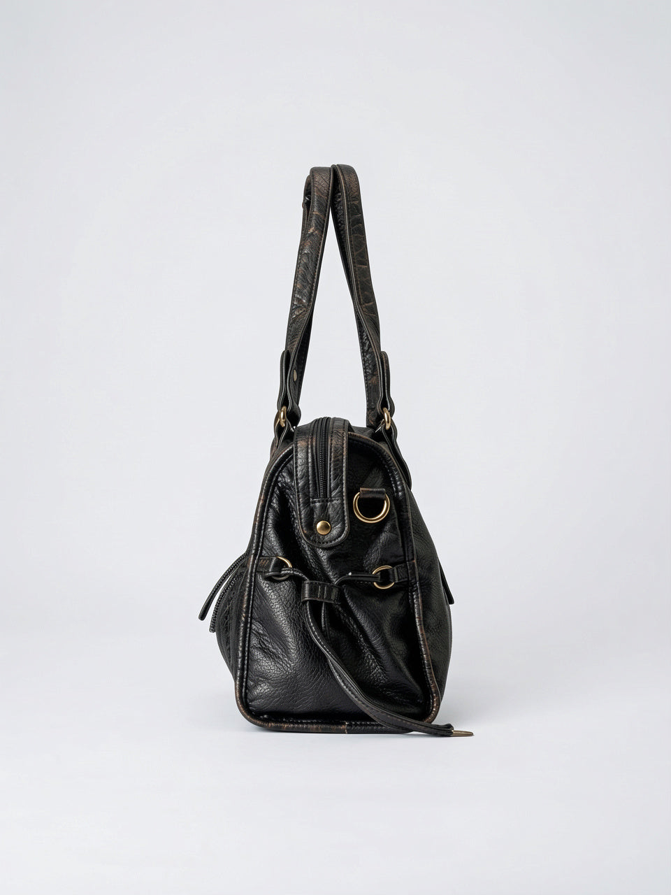 Sac Bandoulière Femme Grand Format   Cuir Marron Style Vintage