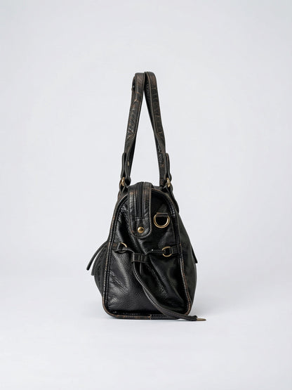 Sac Bandoulière Femme Grand Format   Cuir Marron Style Vintage