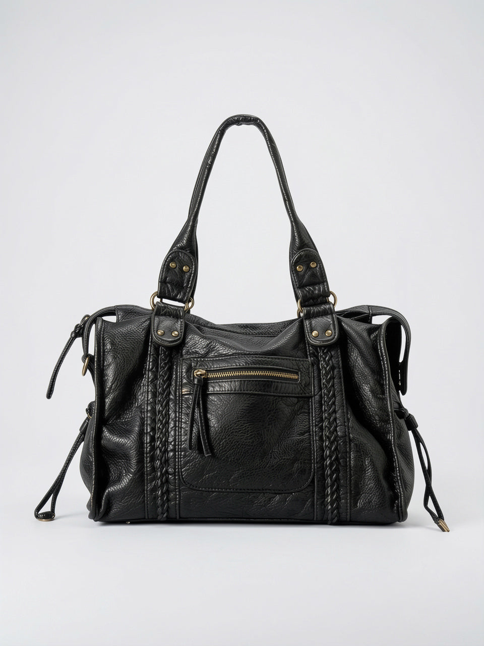 Sac Bandoulière Femme Grand Format   Cuir Marron Style Vintage