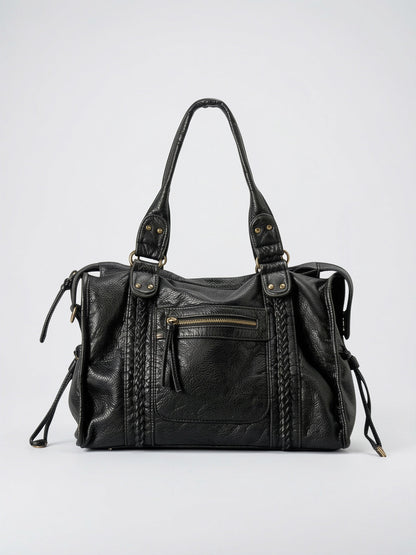 Sac Bandoulière Femme Grand Format   Cuir Marron Style Vintage