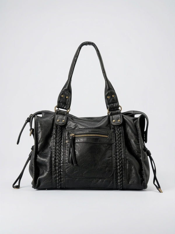Sac Bandoulière Femme Grand Format   Cuir Marron Style Vintage