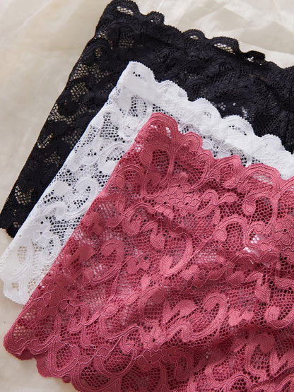 Koriora | Lot de 3 Ensembles Lingerie Dentelle — Brassière & Shorty Sans Armatures | Rose · Blanc · Noir