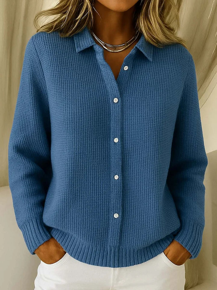 Koriora | Women's Classic-Collar Button-Through Cardigan — Loose Fit and Timeless Versatility