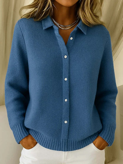 Koriora | Women's Classic-Collar Button-Through Cardigan — Loose Fit and Timeless Versatility
