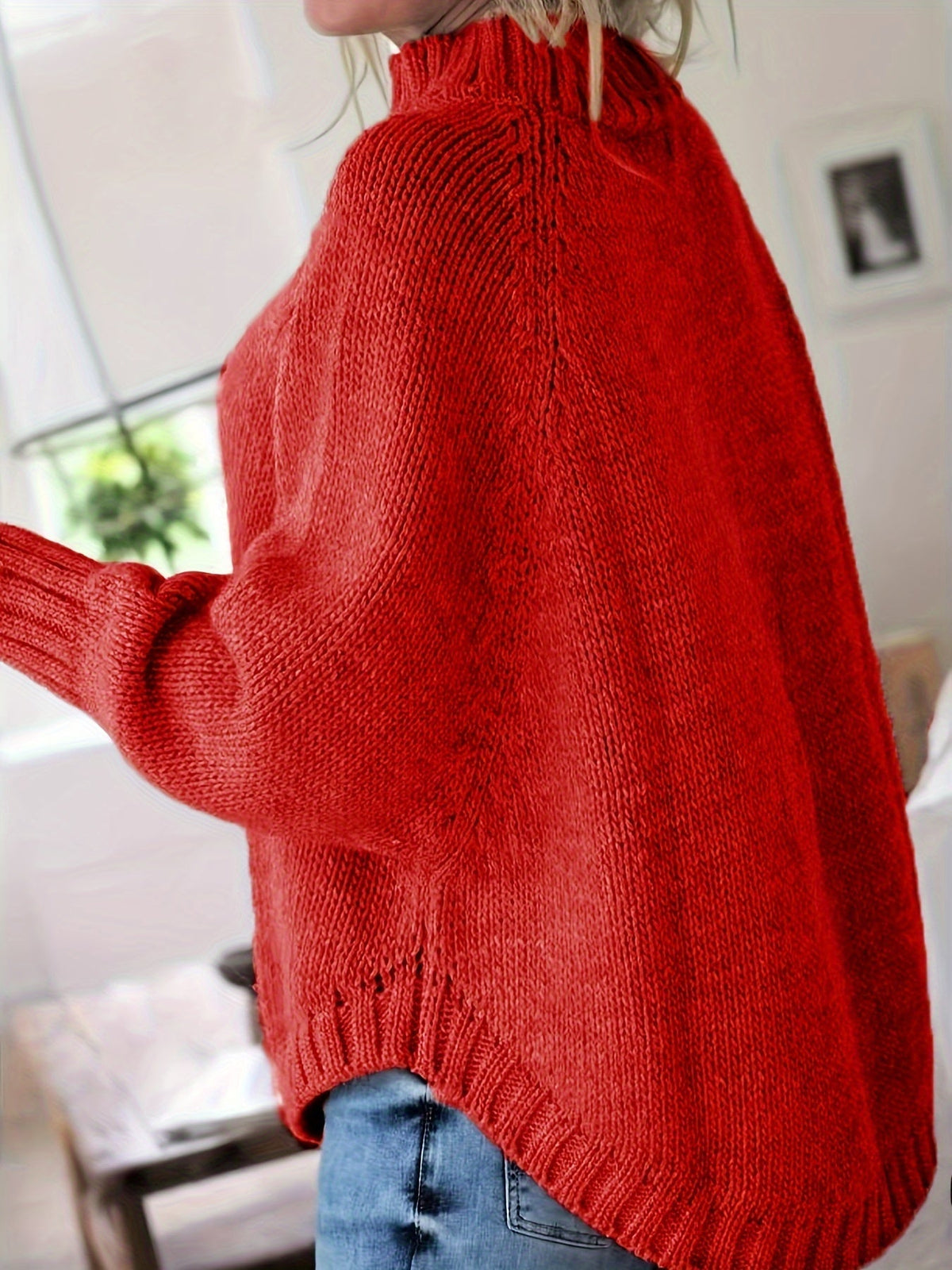 Pull Femme Poudré à Torsades  Maille Ample & Col Montant