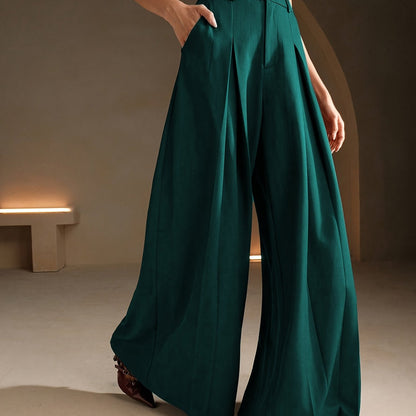 Pantalon Palazzo Femme Taille Haute  Coupe Très Large à Plis